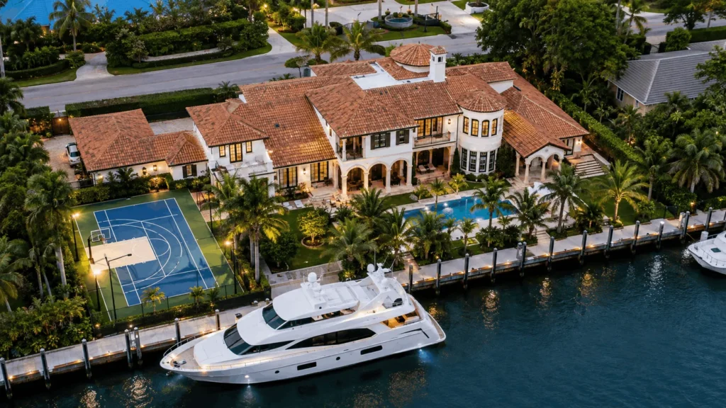 Waterfront Venetian-style mansion representing part of Scottie Pippen net worth from real estate