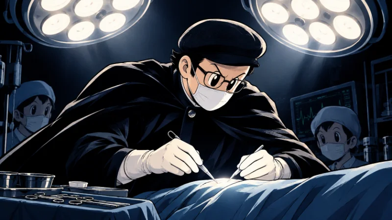 Artwork inspired by Osamu Tezuka's Black Jack surgeon character