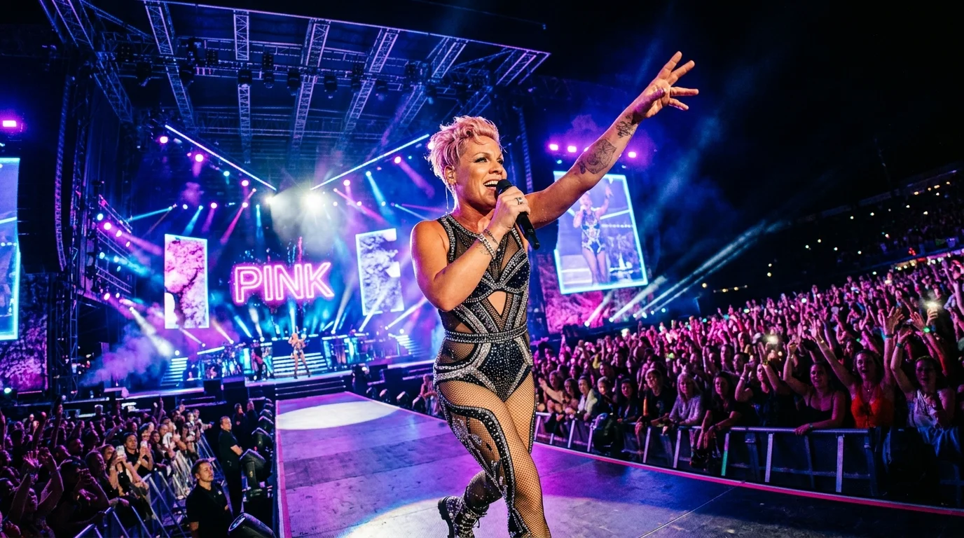Pink net worth performance on stage during concert tour